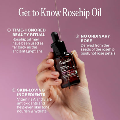 Organic Rosehip Seed Oil for Face, 100% Pure | Natural Cold Pressed Unrefined Non-Gmo | Carrier Oil for Skin, Hair & Nails