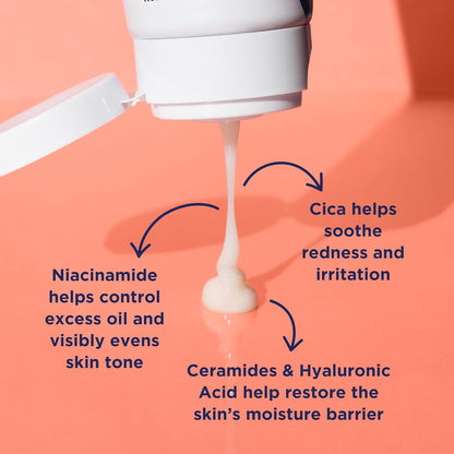 PM Balancing Repair Moisturizer with Niacinamide, Ceramides and Cica, Hydrating Face Moisturizer, Acne Prone Skin and Dry Skin, Non-Comedogenic Night Face Moisturizer, 3 Oz