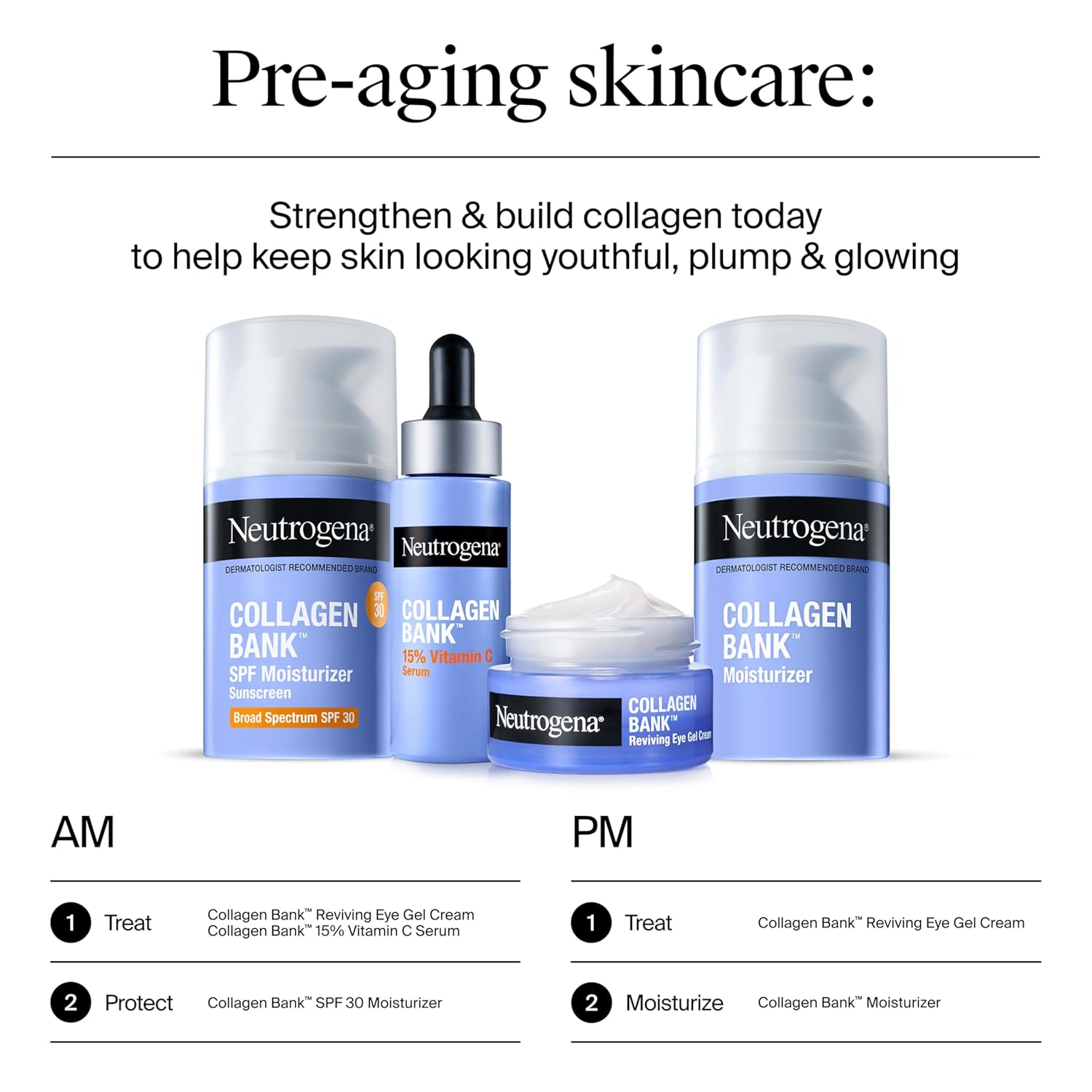 Neutrogena Collagen Bank 15% Vitamin C Face Serum, Vitamin C Serum for Face Helps Build Collagen for Glowing, Plumper Looking Skin, Uneven Skin Tone Treatment, Fragrance Free, 0.5 Fl. Oz