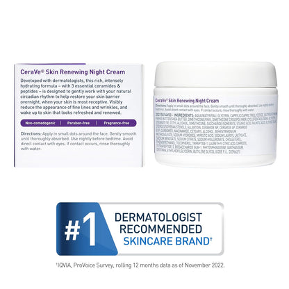 Skin Renewing Night Cream, Niacinamide, Peptide Complex, and Hyaluronic Acid Moisturizer for Face, 1.7 Ounce