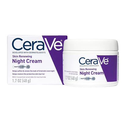 Skin Renewing Night Cream, Niacinamide, Peptide Complex, and Hyaluronic Acid Moisturizer for Face, 1.7 Ounce